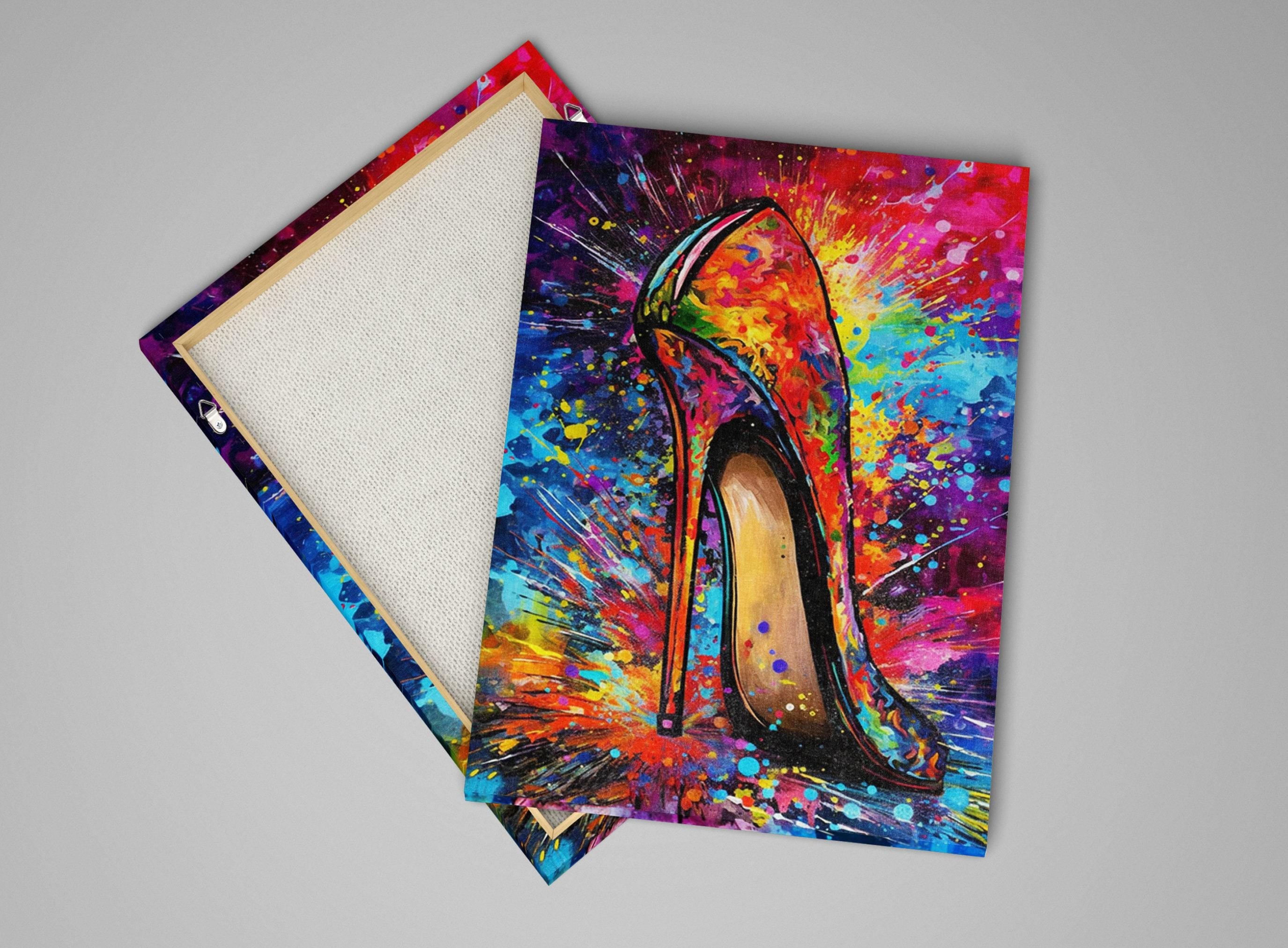 High Heel Painting - Colorful Canvas Wall Art with Stylish Heels Decor