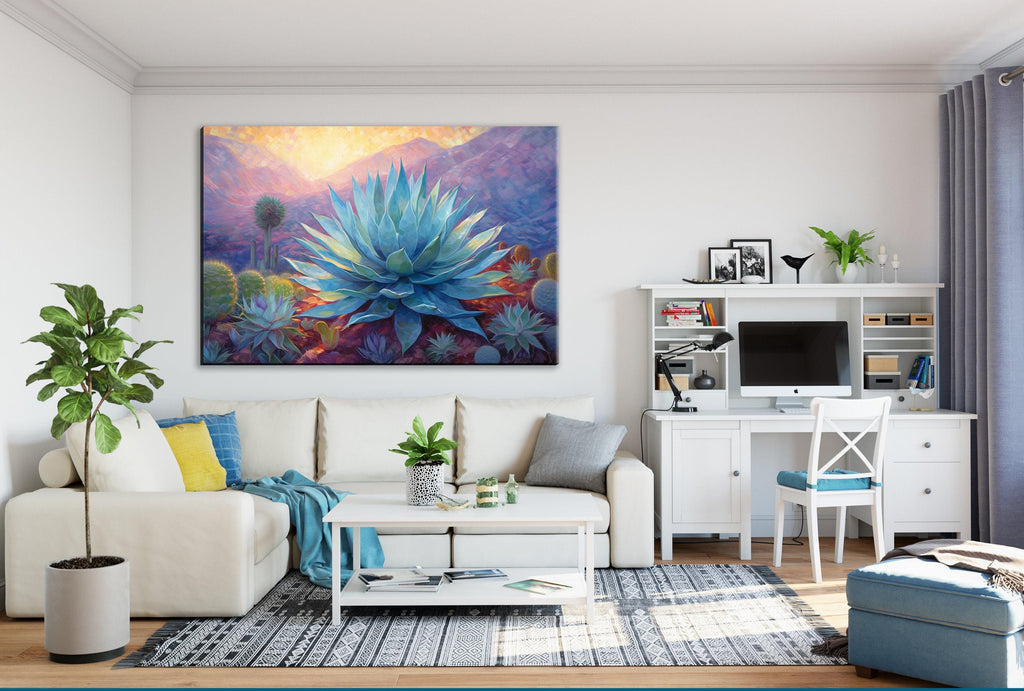 Desert Canvas Art - Blue Agave Art on Extra Large Giclee Gallery Ready Canvas Print