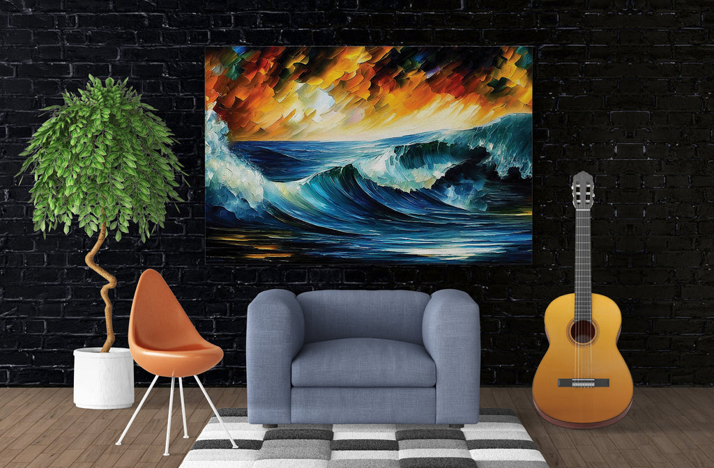 Ocean Wave Canvas Print – Vibrant Nautical Wall Art With Water Resistant Coating