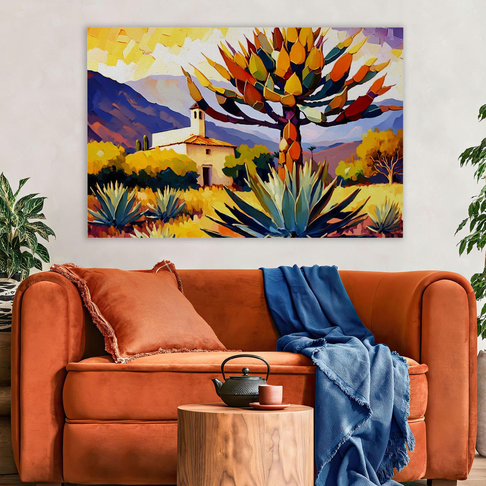 Southwest Desert Art - Agave Cactus Canvas | Vibrant Desert Landscape Painting