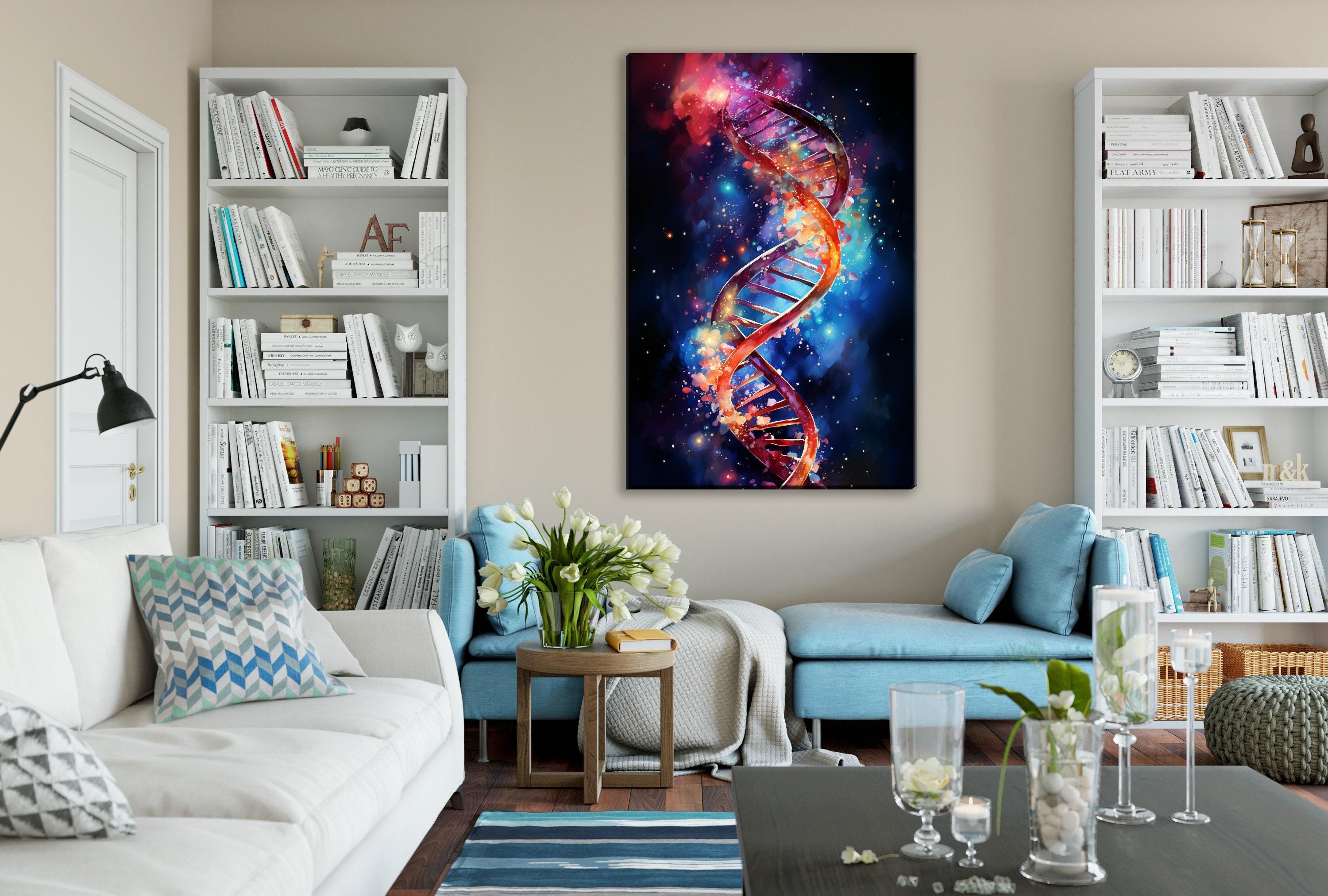 DNA Canvas Wall Art – Large Double Helix Artwork With Scratch Resistant Coating