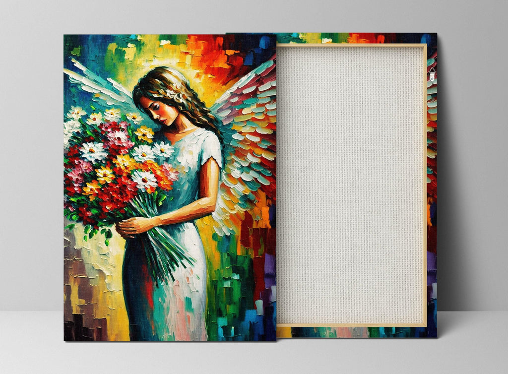 Angel Wall Art – Beautiful Flower Angel Print on Large Gallery Wrapped Canvas