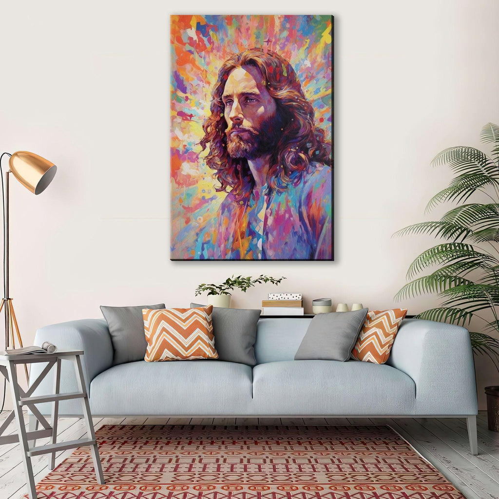 Jesus Christ Canvas Art - Colorful Religious Canvas Print | Large Spiritual Wall Art