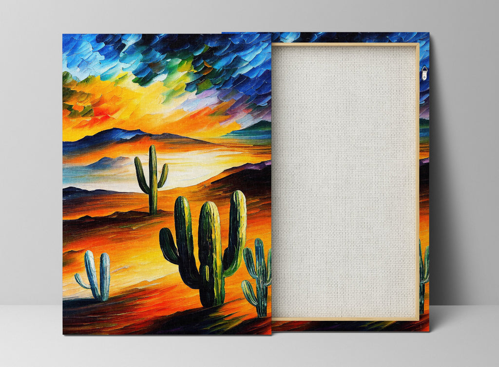 Desert Cactus Canvas – Southwest Art Print | Serene Landscape & Gallery Ready