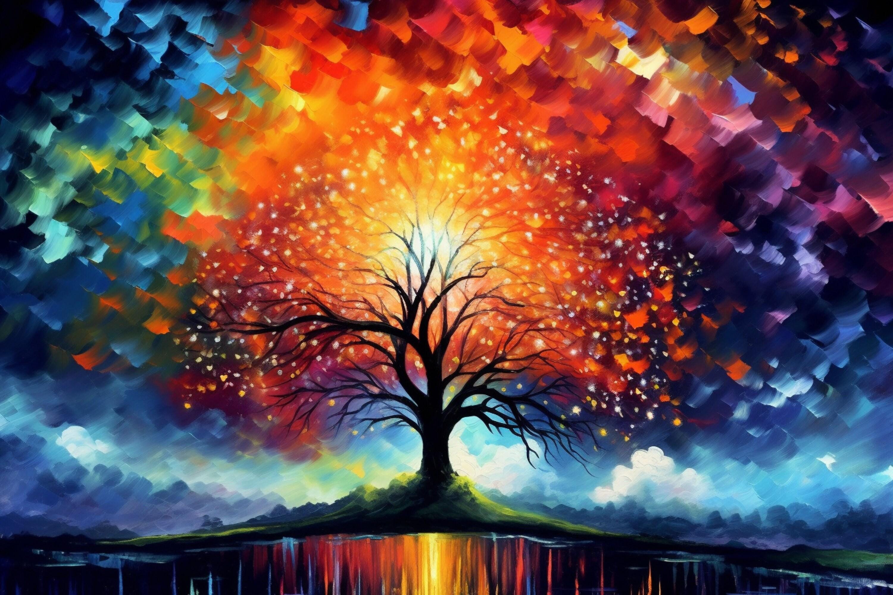 Tree of Life Canvas – Spiritual Wall Decor | Extra Large Gallery Wrapped Canvas