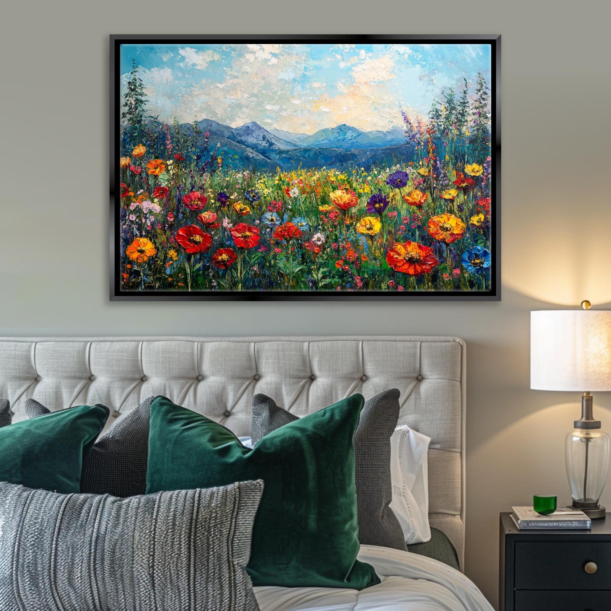 Wildflower Canvas Art - Extra Large Floral Print | Gallery Wrapped Canvas Ready to Hang