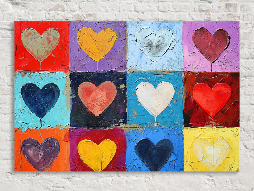 Heart Pattern Artwork – Large Canvas Prints | Vibrant Love Heart Pattern, Ready to Hang