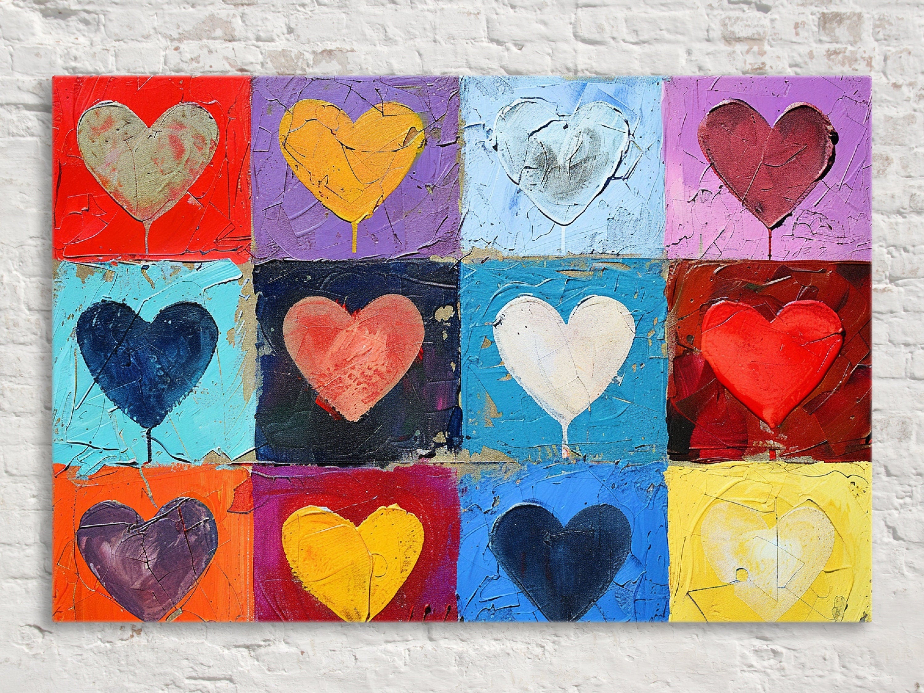 Heart Pattern Artwork – Large Canvas Prints | Vibrant Love Heart Pattern, Ready to Hang