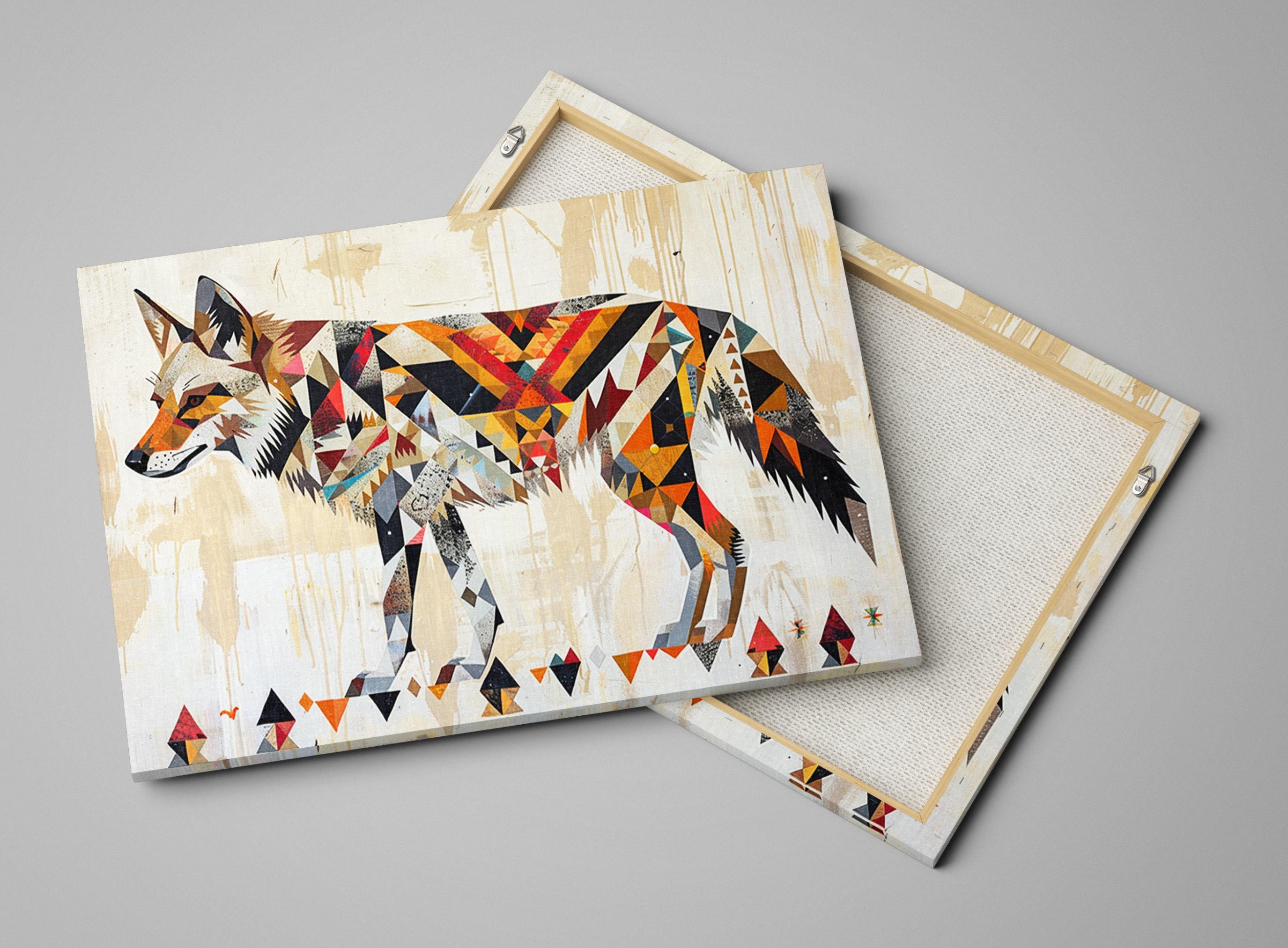 Tribal Coyote Canvas | Native American Art - Large Gallery Wrapped Print