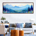 a living room filled with furniture and a painting on the wall