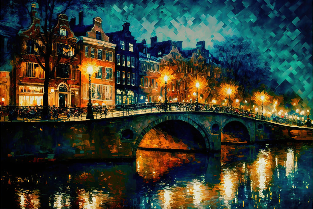 Amsterdam Canvas Art - European Cityscape Print | Bridges of Amsterdam Wall Decor