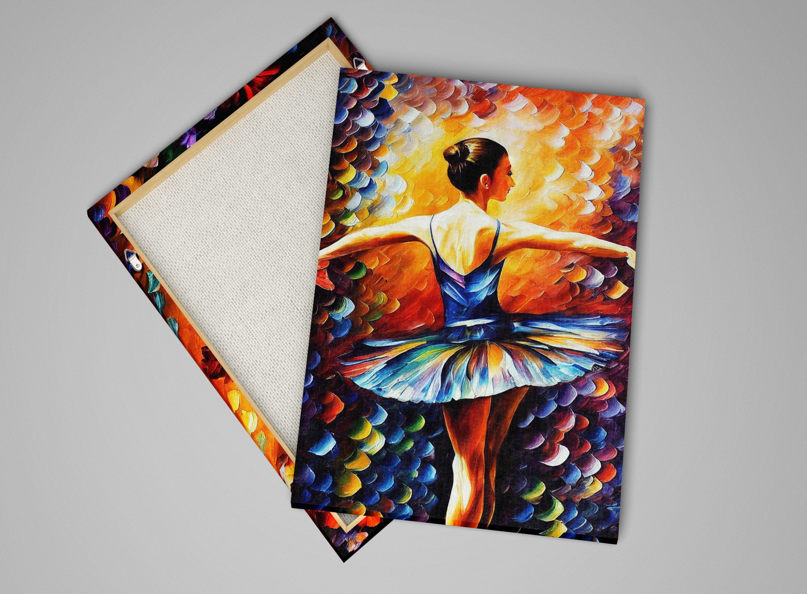 Ballerina Canvas Art – Ballet Dancer Painting on High Quality Wooden Frame