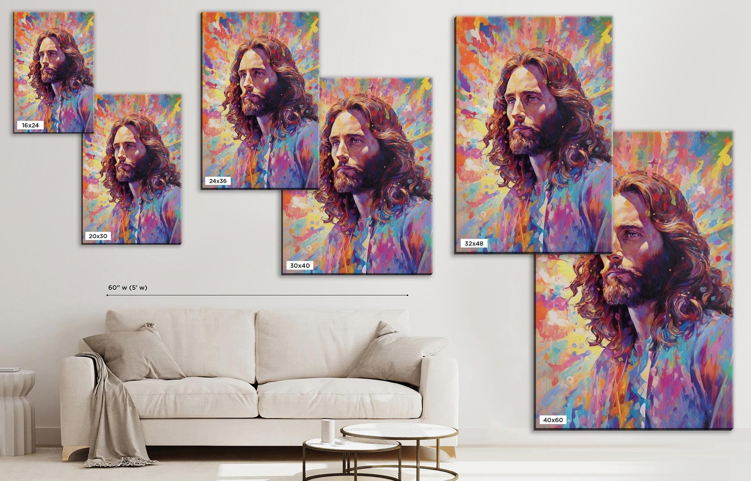 Jesus Christ Canvas Art - Colorful Religious Canvas Print | Large Spiritual Wall Art