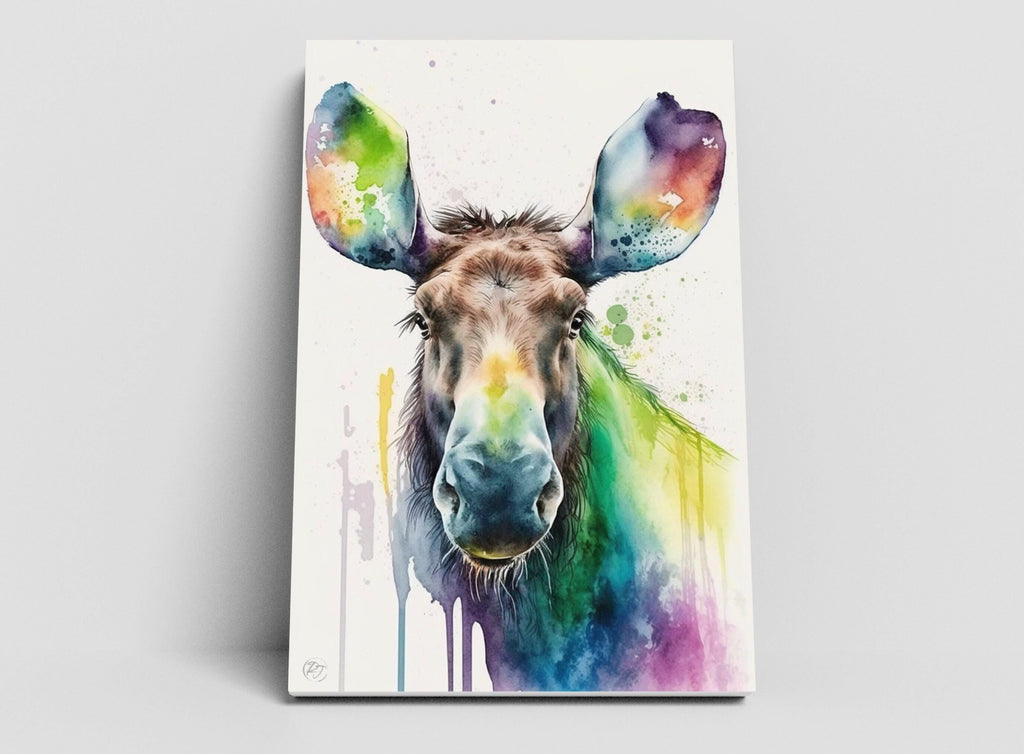Majestic Moose: Watercolor Moose Wall Art Print, Giclee Print on Canvas, Artist Paper, Watercolor Paper, Available in Extra Large Sizes