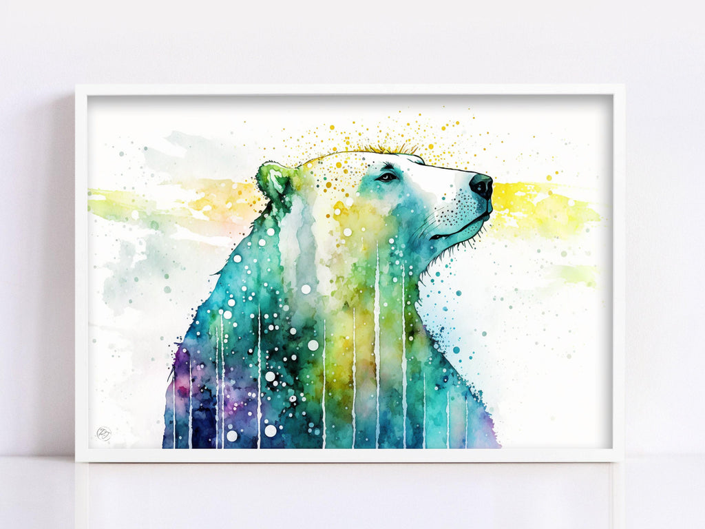 Arctic Beauty: Polar Bear Watercolor Painting, Giclee Print on Canvas, Artist Paper, Watercolor Paper, Available in Extra Large Sizes