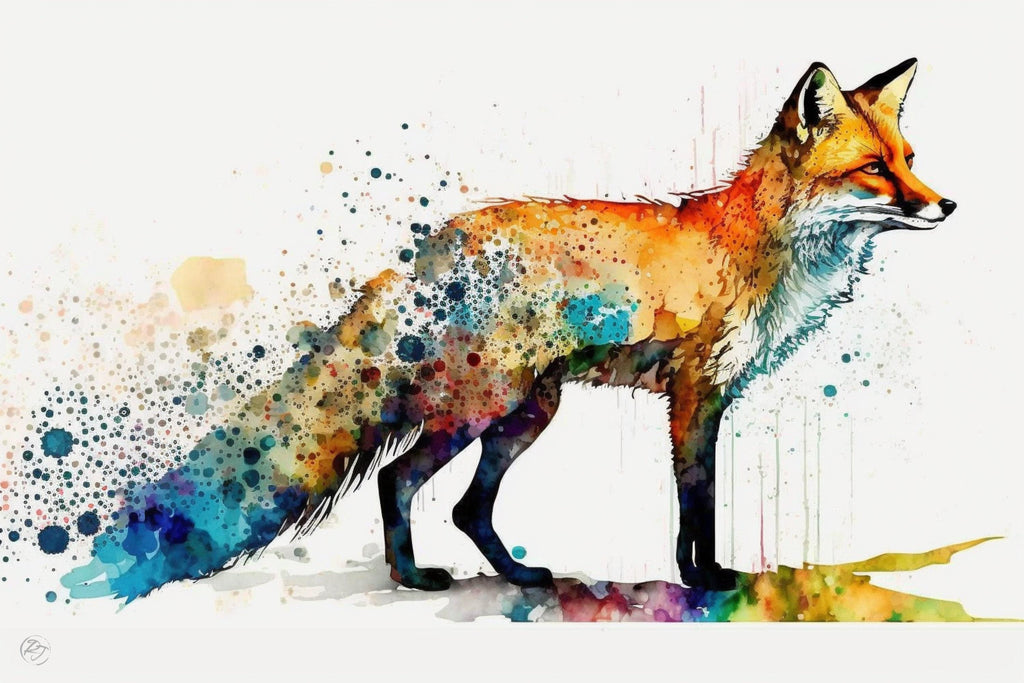 Wildlife Beauty: Fox Watercolor Painting, Giclee Print on Canvas, Artist Paper, Watercolor Paper, Available in Extra Large Sizes