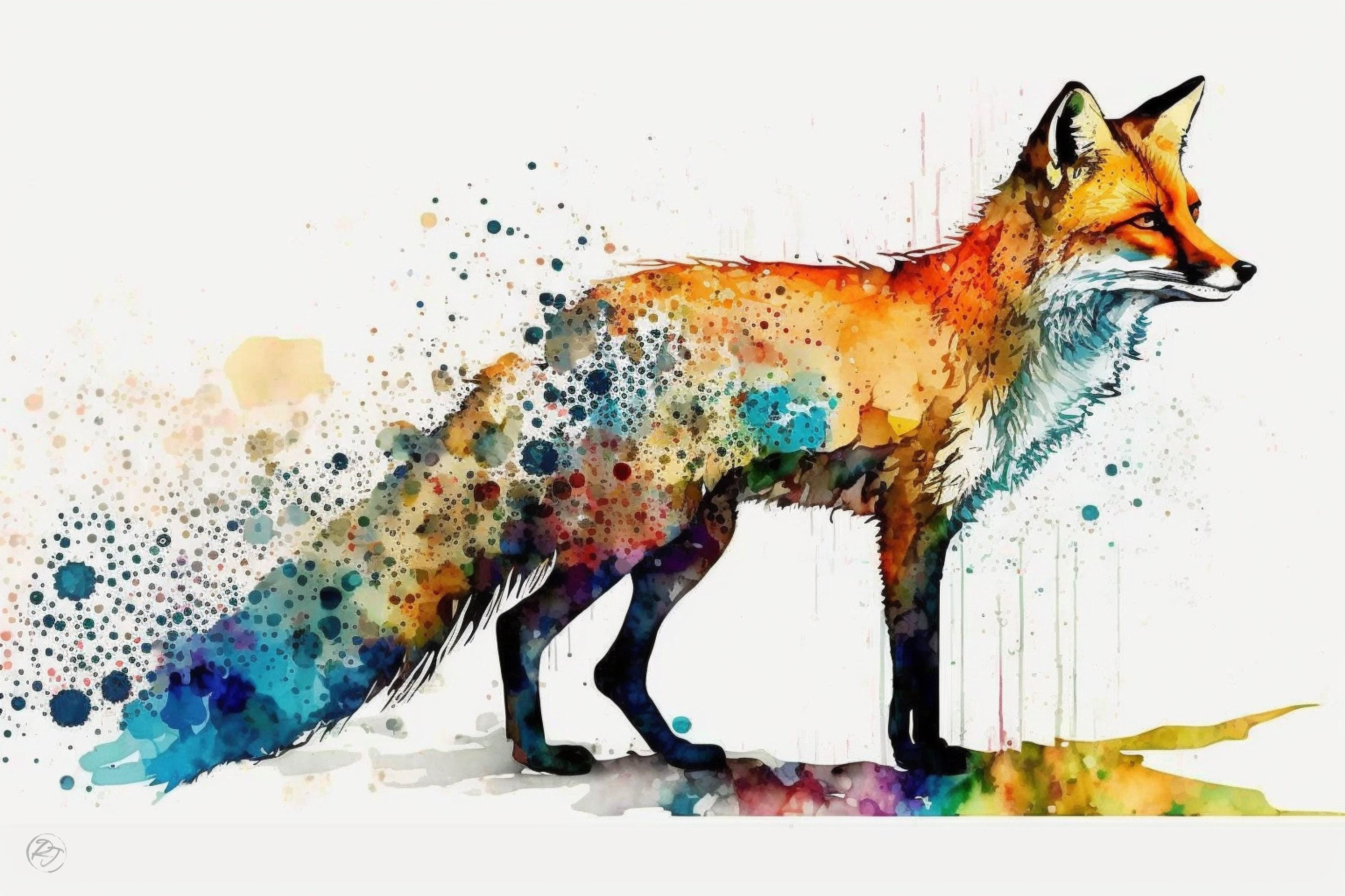 Wildlife Beauty: Fox Watercolor Painting, Giclee Print on Canvas, Artist Paper, Watercolor Paper, Available in Extra Large Sizes