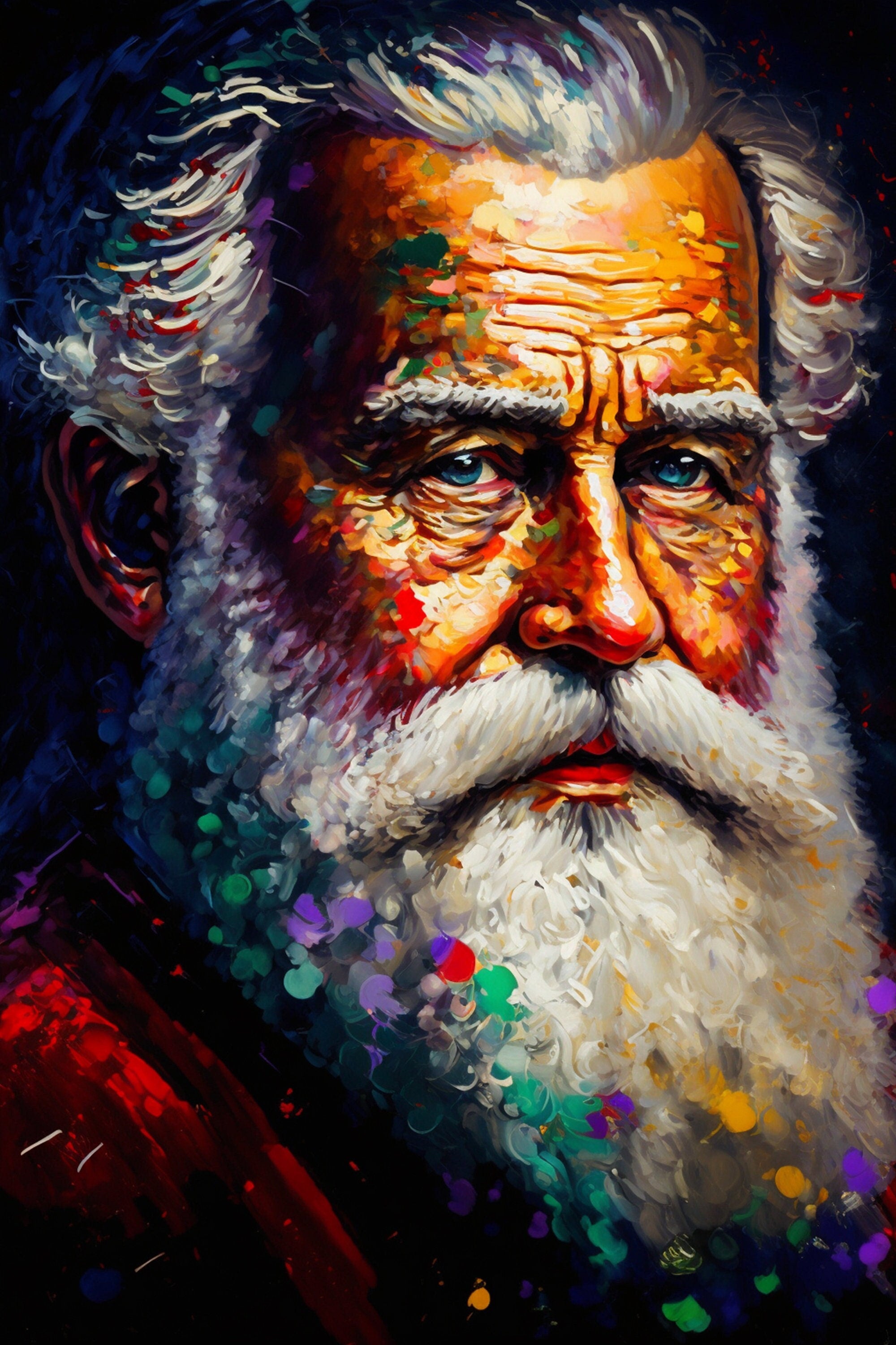 Santa Portrait Canvas - Old Saint Nick Painting | Holiday Wall Art Decor