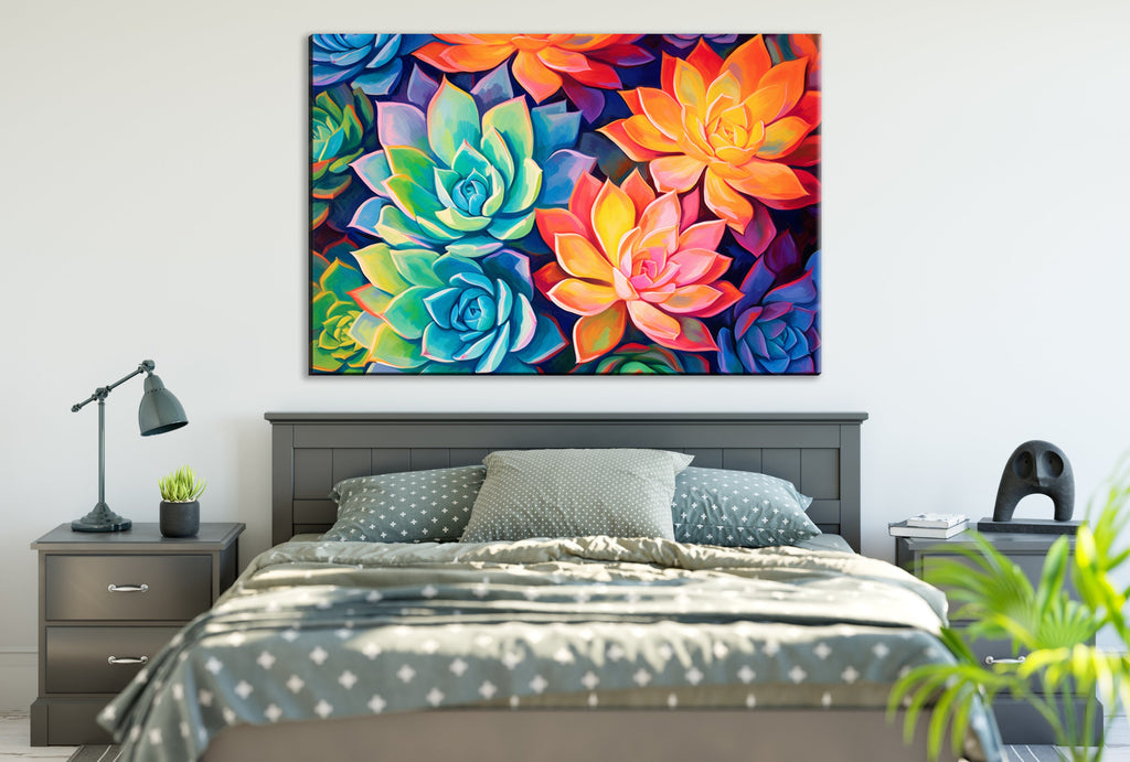 Succulent Wall Decor – Large Desert Plant Art on Gallery Ready Canvas Print