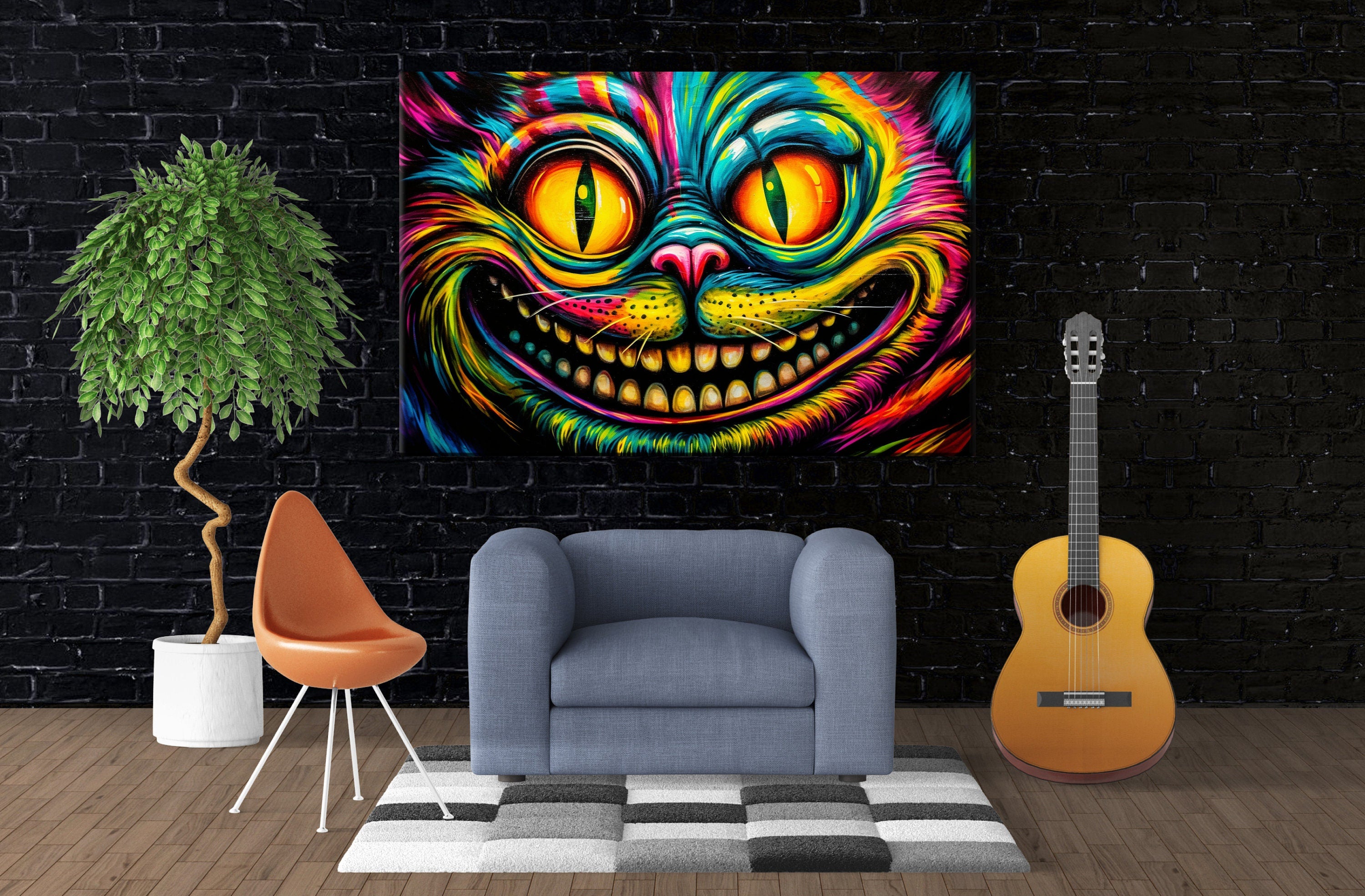 Cheshire Cat Wall Art – Vibrant Fantasy Canvas Print | Wonderland Themed Art