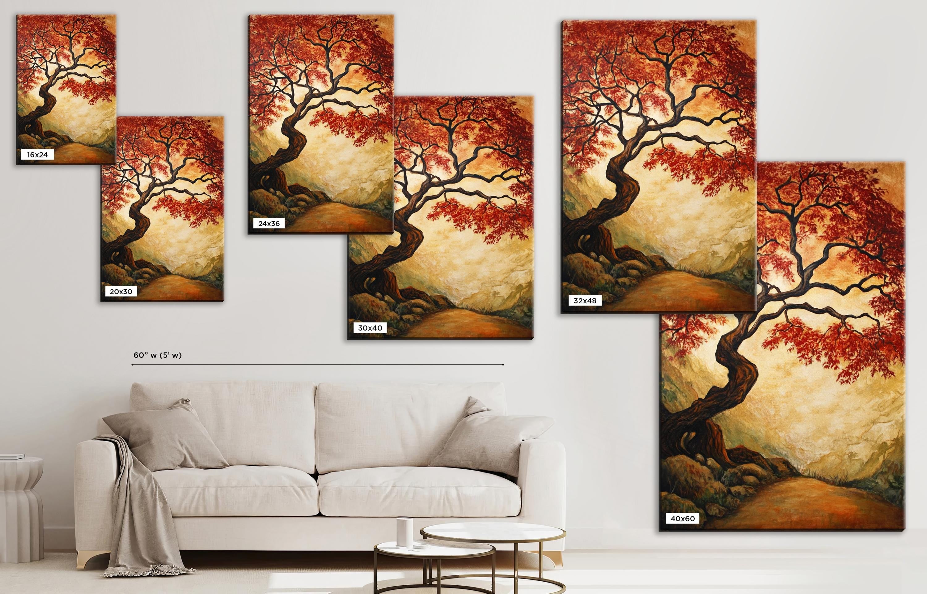 a living room with a couch and a painting on the wall