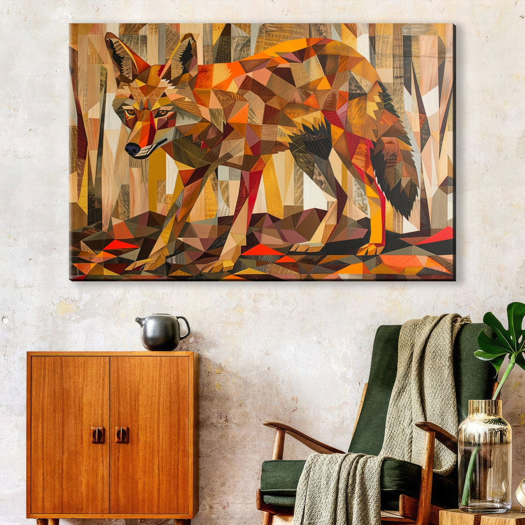 Modern Coyote Canvas – Large Gallery Wrapped Southwest Desert Art by Ryan James