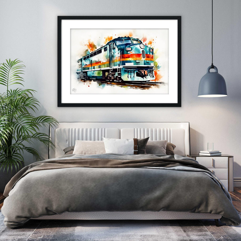 Express of Nostalgia: Watercolor Train Print, Giclee Print on Canvas, Artist Paper, Watercolor Paper, Available in Extra Large Sizes