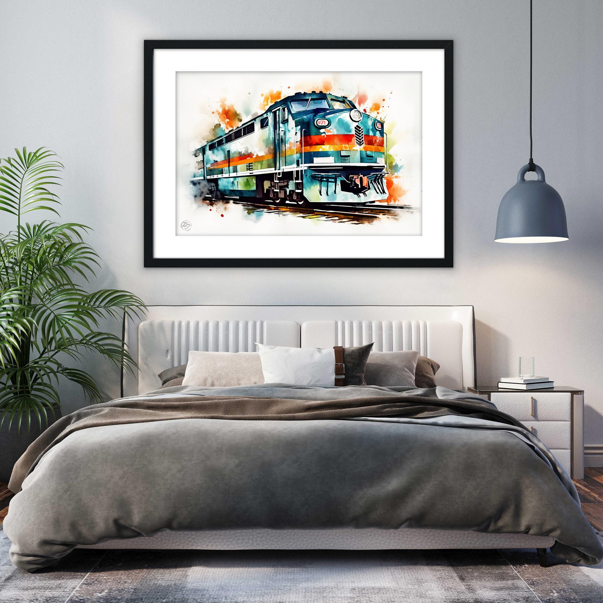 Express of Nostalgia: Watercolor Train Print, Giclee Print on Canvas, Artist Paper, Watercolor Paper, Available in Extra Large Sizes