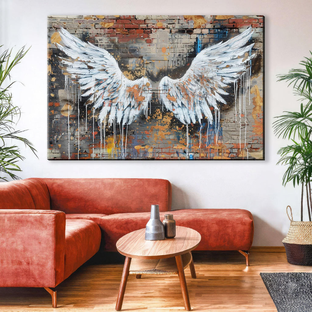 Graffiti Angel Wings Urban Street Art – Large Canvas Art, Gallery Wrapped, Ready to Hang