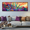 Saguaro Cactus Canvas Panoramic Wall Art – Large Framed Gallery Wrapped Print