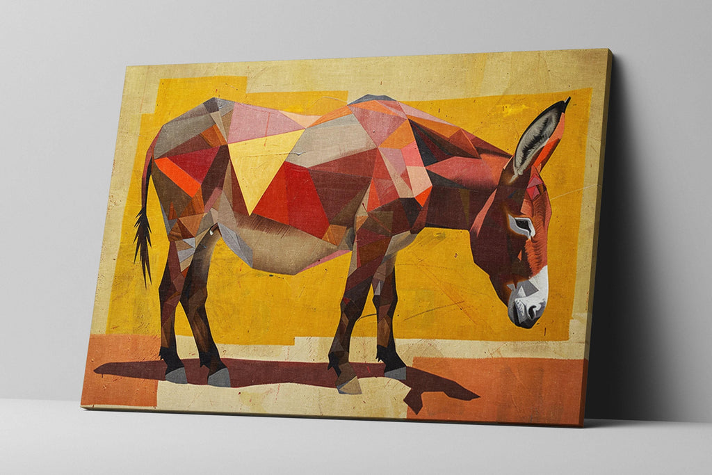 Minimalist Donkey Canvas – Rustic Texas Art | Large Gallery Wrapped Print