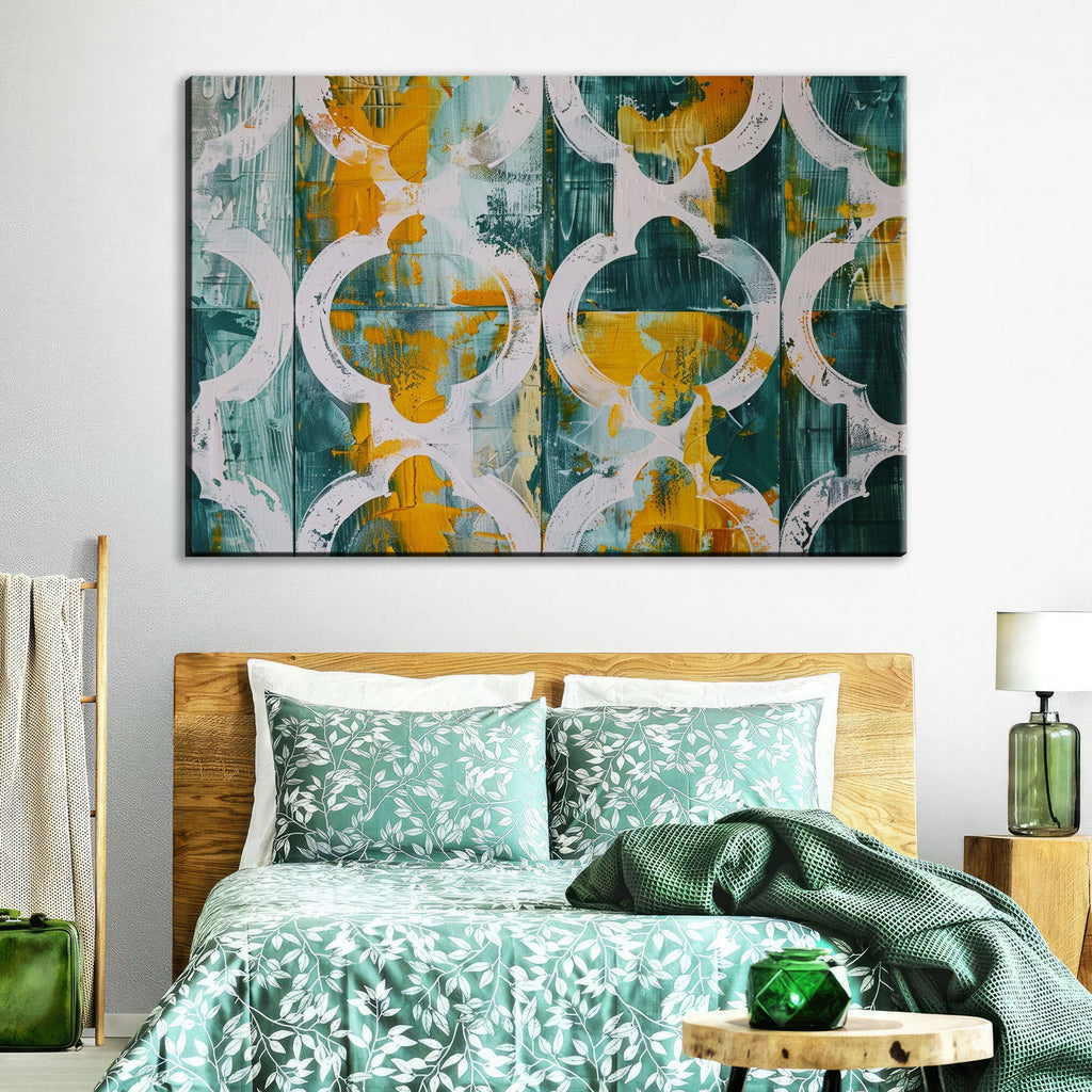 Farmhouse Wall Art - Modern Rustic Canvas | Yellow Green Wood Texture Print