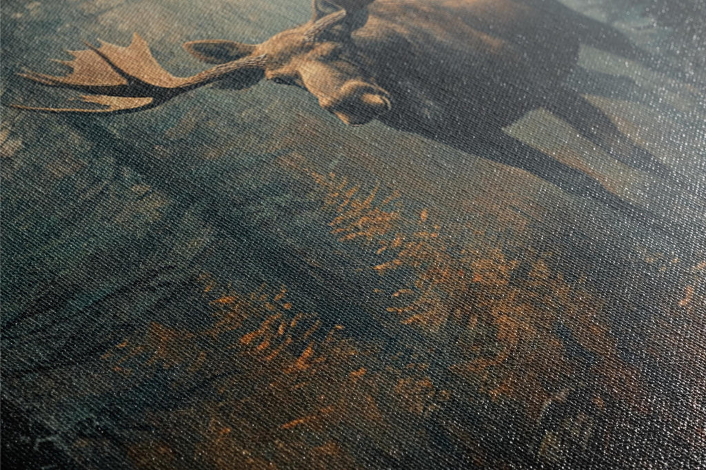a painting of a moose with antlers on it's back