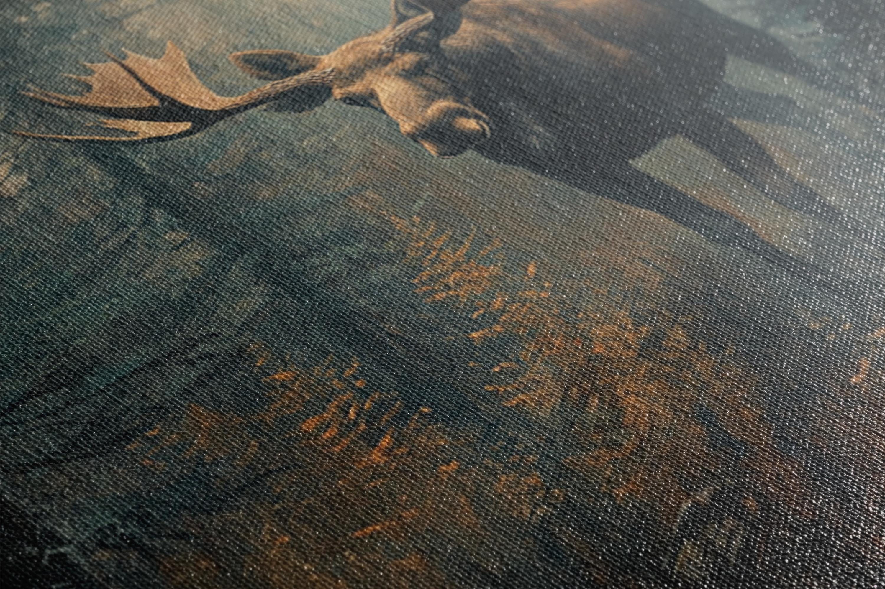 a painting of a moose with antlers on it's back