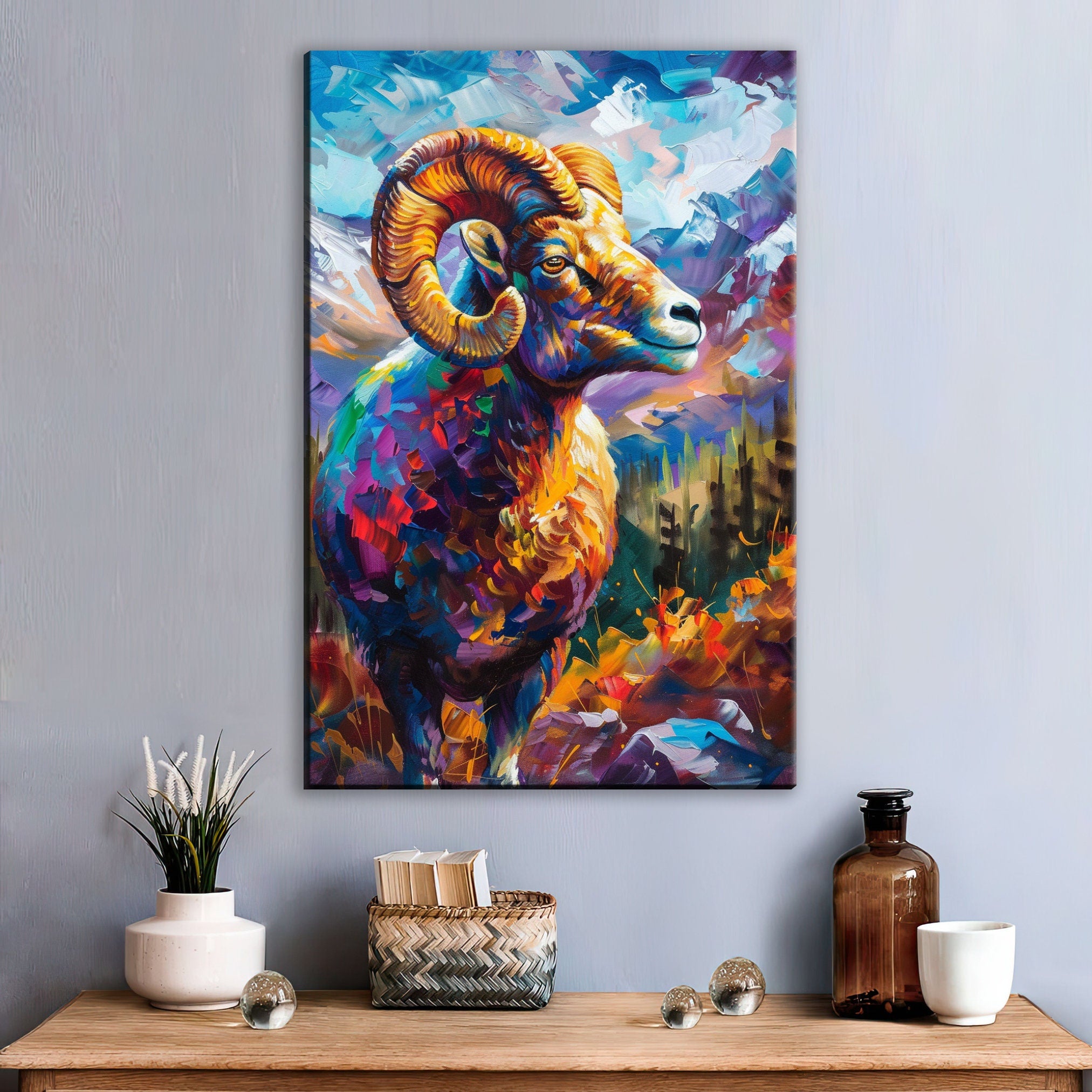 Bighorn Sheep Painting - Wildlife Canvas Art | Gallery Wrapped, Ready to Hang