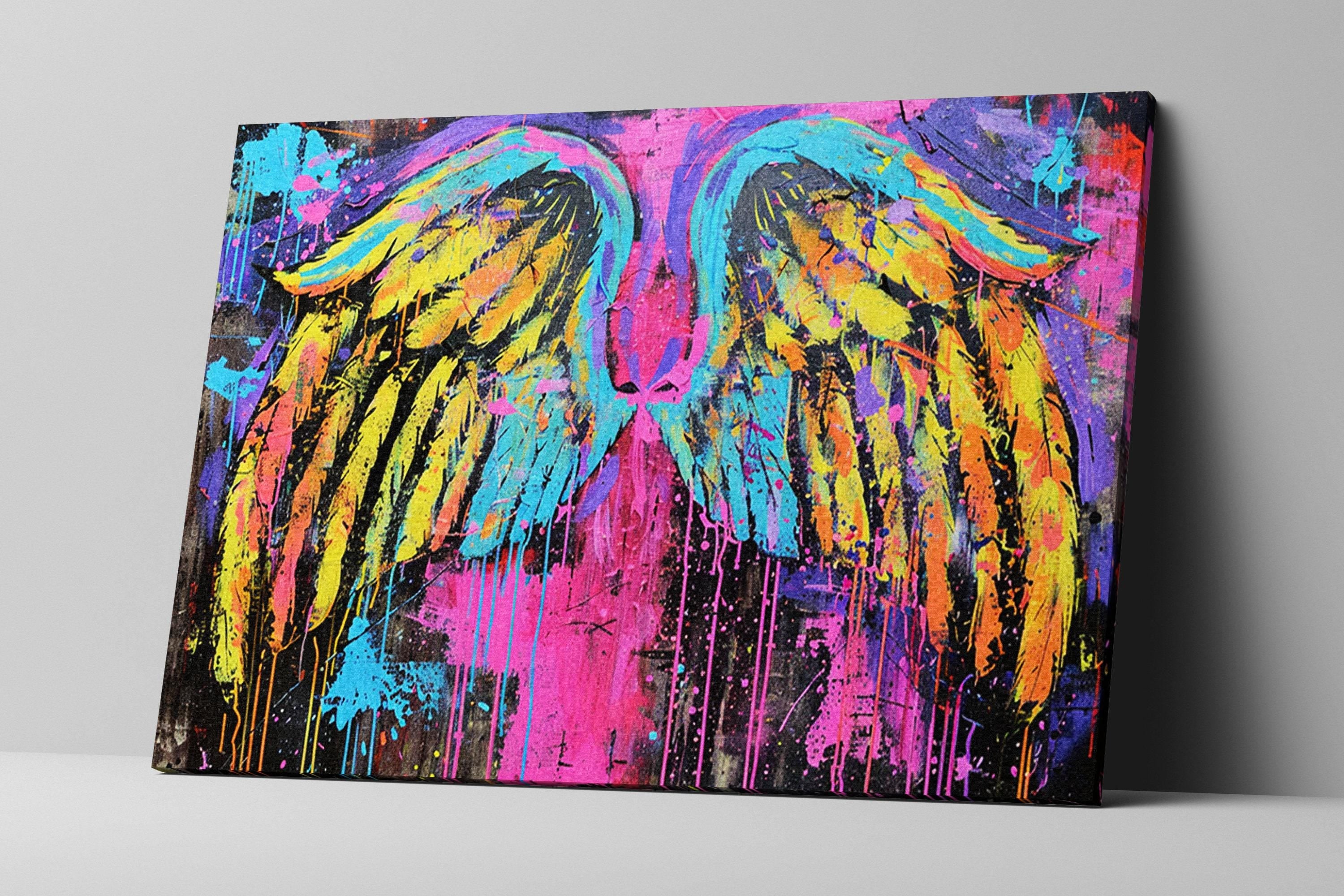 Colorful Angel Wings Art – Extra Large Pop Art Canvas | Gallery Wrapped Print