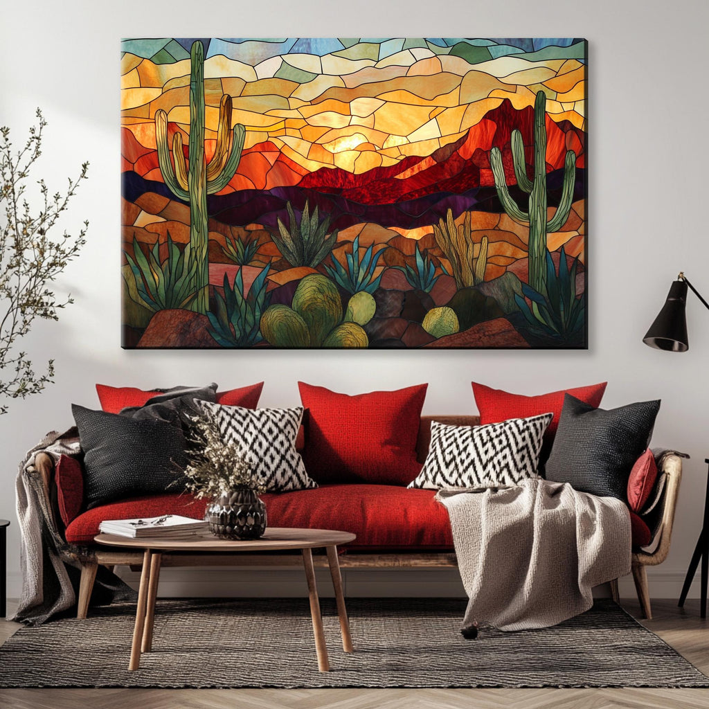 a living room filled with furniture and a painting on the wall