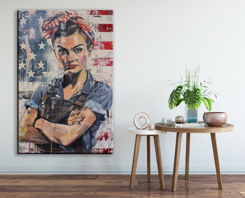Rosie the Riveter Art – Feminist Wall Art Large Canvas Print, Ready to Hang