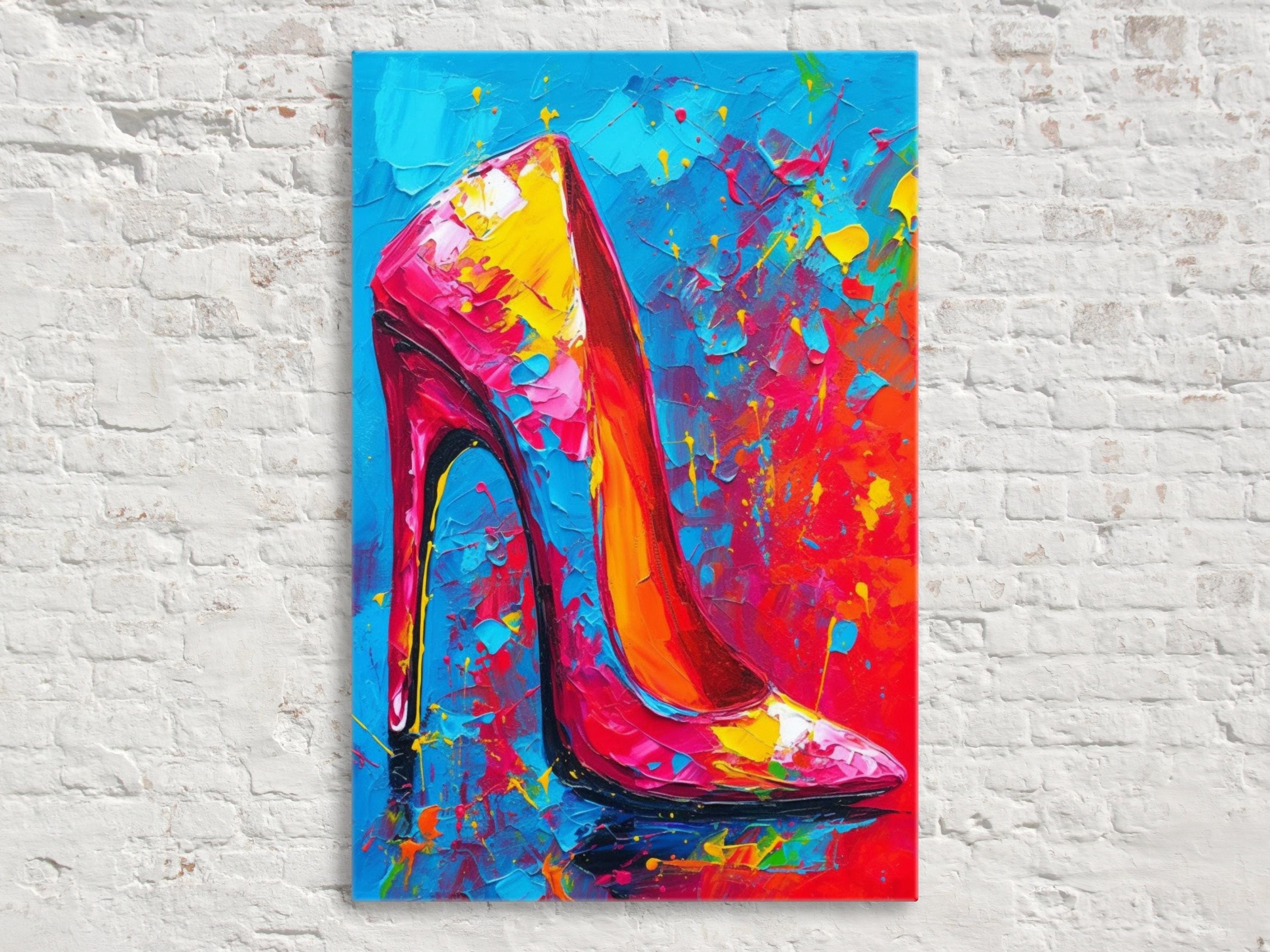 High Heels Canvas Art – Colorful Pop Art Print on Large Gallery Ready Canvas