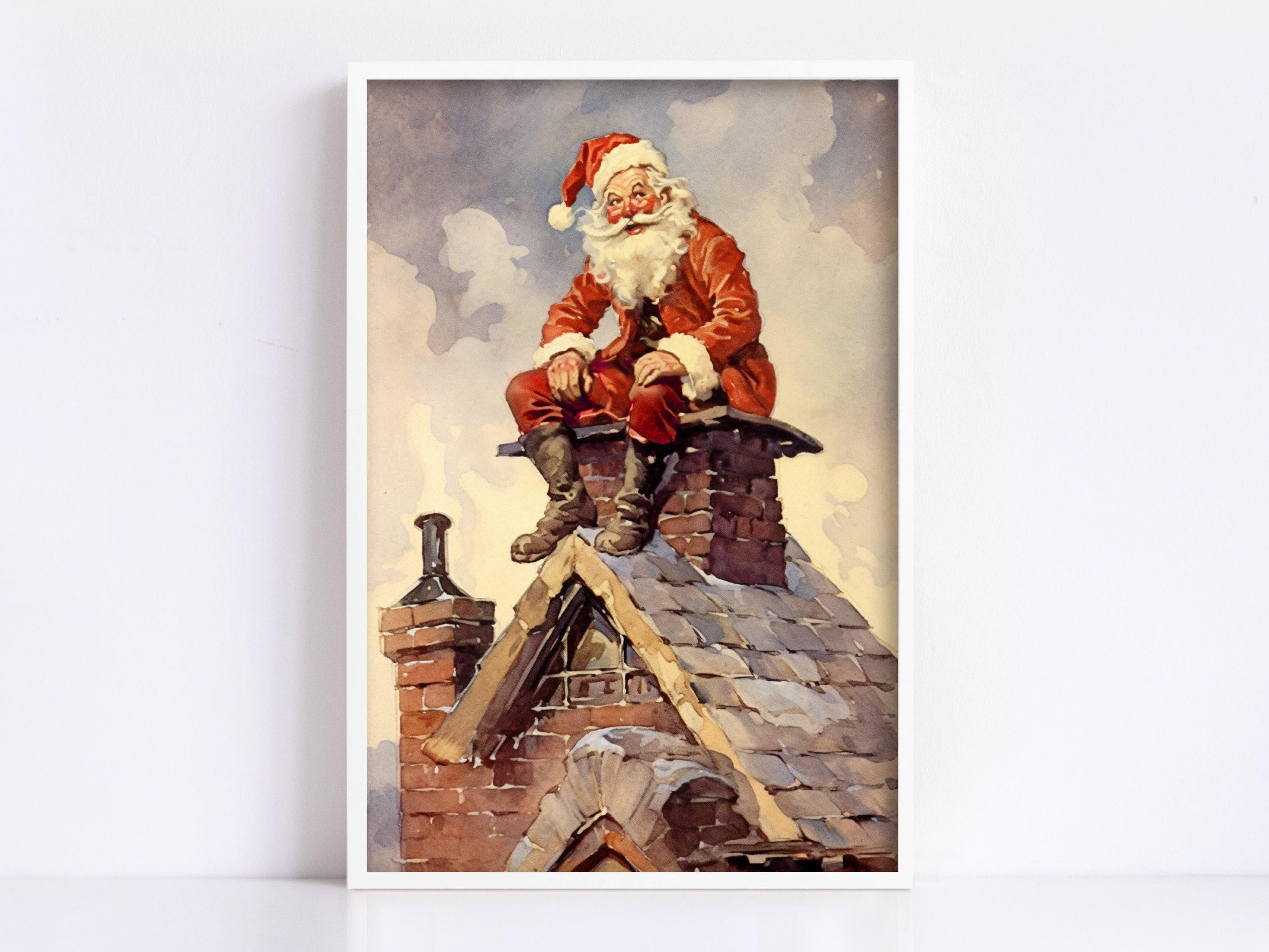 Norman Rockwell Style Santa Claus - Classic Christmas, Print on Canvas, Artist Paper, Watercolor Paper, Available in Extra Large Sizes