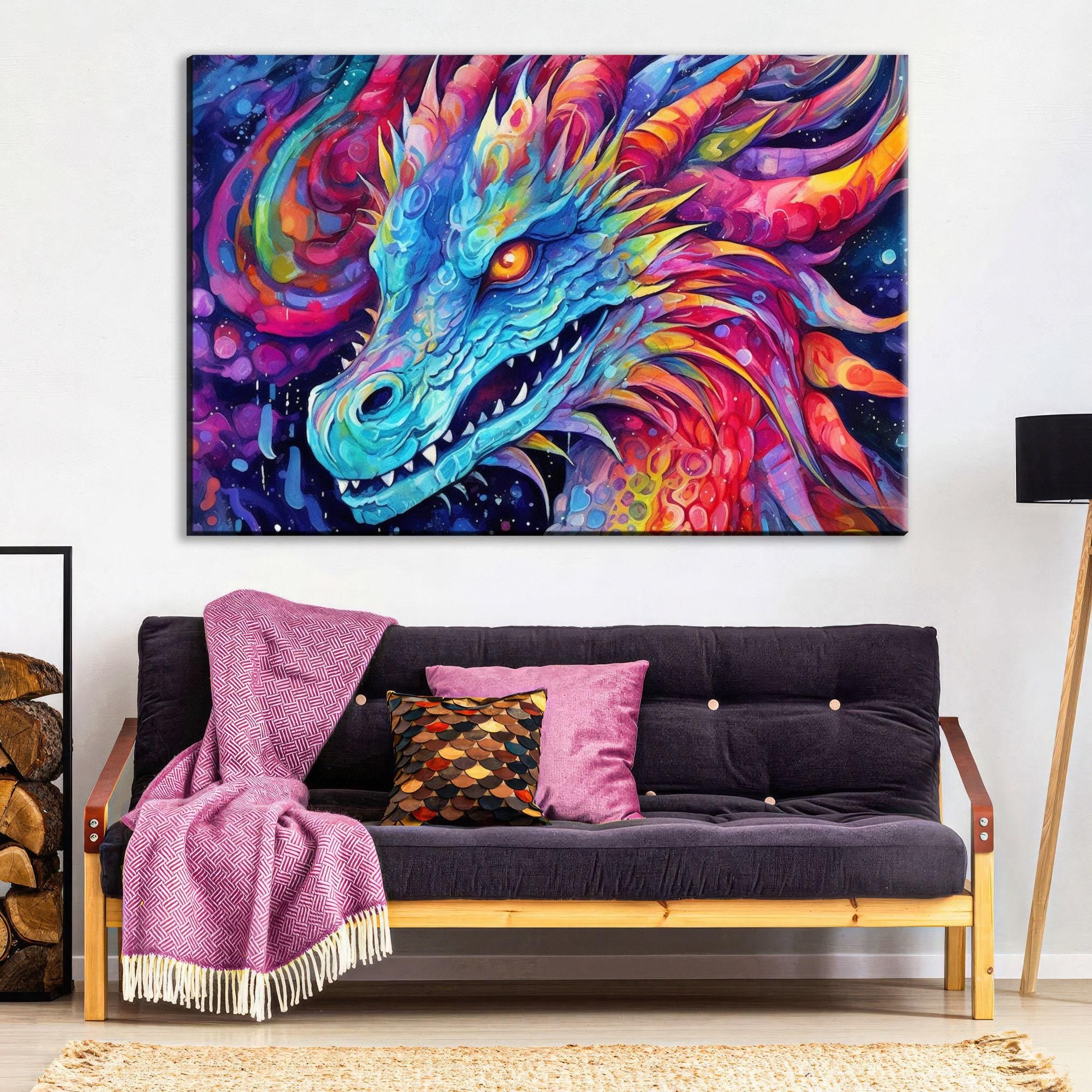 Dragon Canvas Art – Large Canvas Print With Fierce Dragon Artwork & Vibrant Fantasy Painting