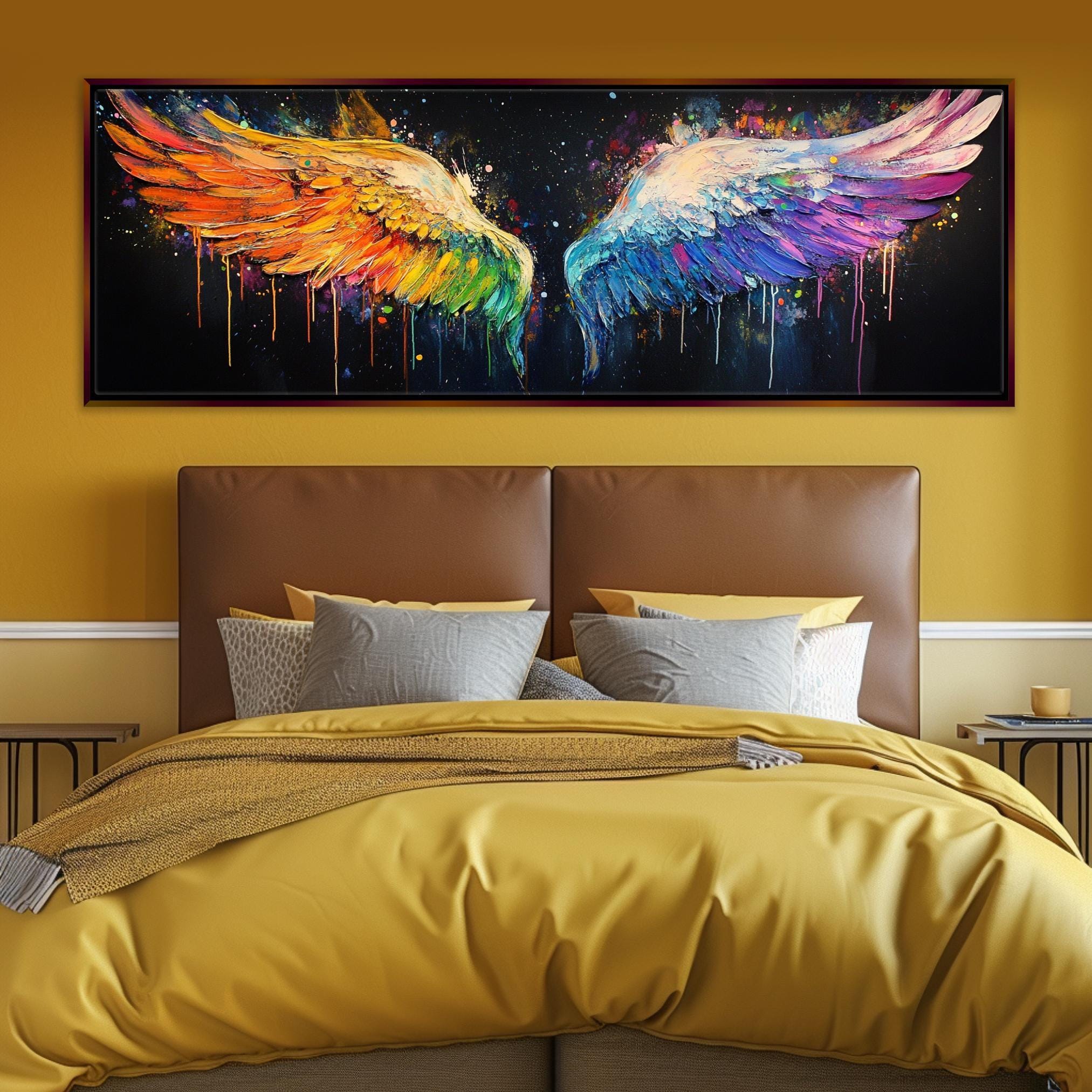 Banksy Angel Wings Canvas - Panoramic Wall Art, Gallery Wrapped, Ready to Hang