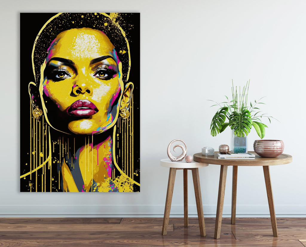 Black Woman Art – African Gold Canvas Print | Vibrant Wall Art, Gallery Ready