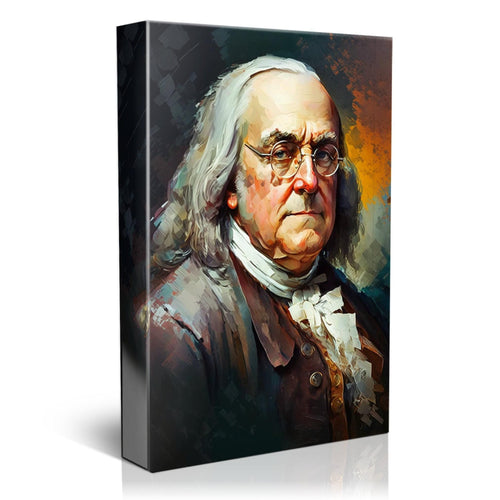 Benjamin Franklin Canvas Art - Founding Father Portrait | Historical Wall Art Print