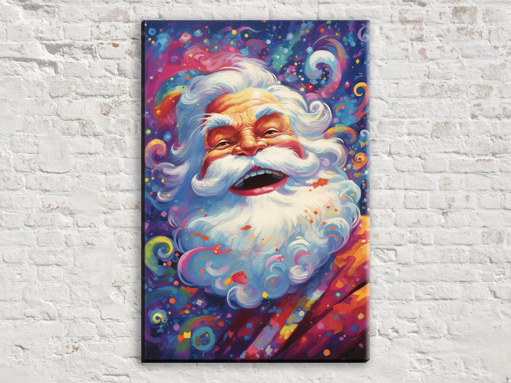 Santa Claus Canvas Art – Playful Christmas Wall Art, Giclee Print on Gallery Wrapped Canvas