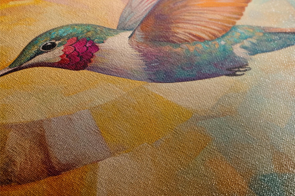 a painting of a hummingbird on a canvas