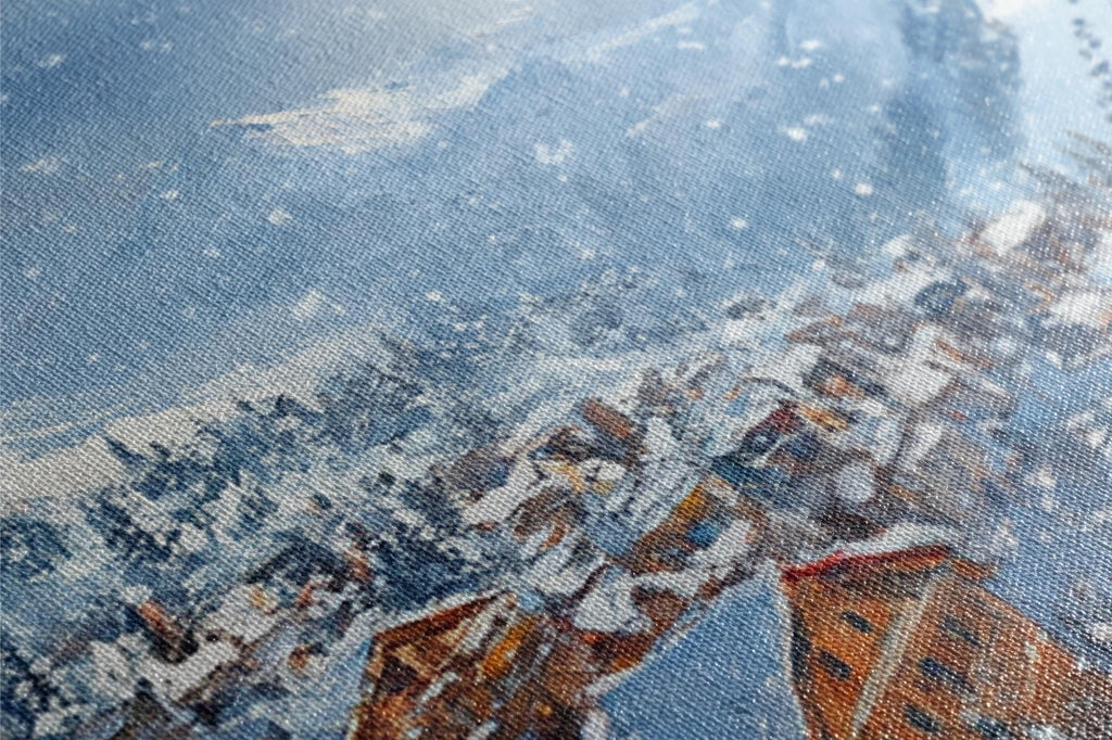 a close up of a painting of a boat in the water