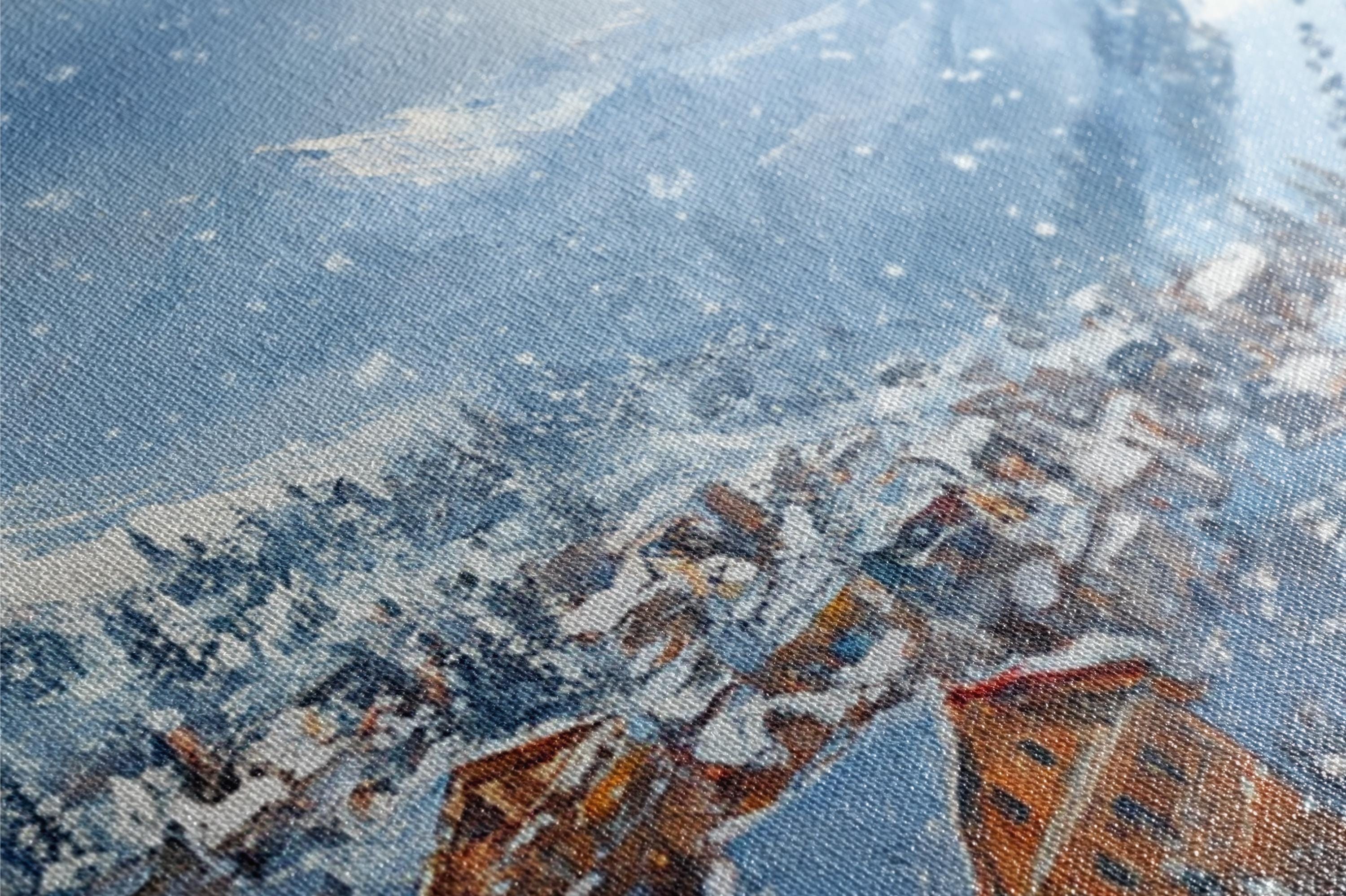 a close up of a painting of a boat in the water