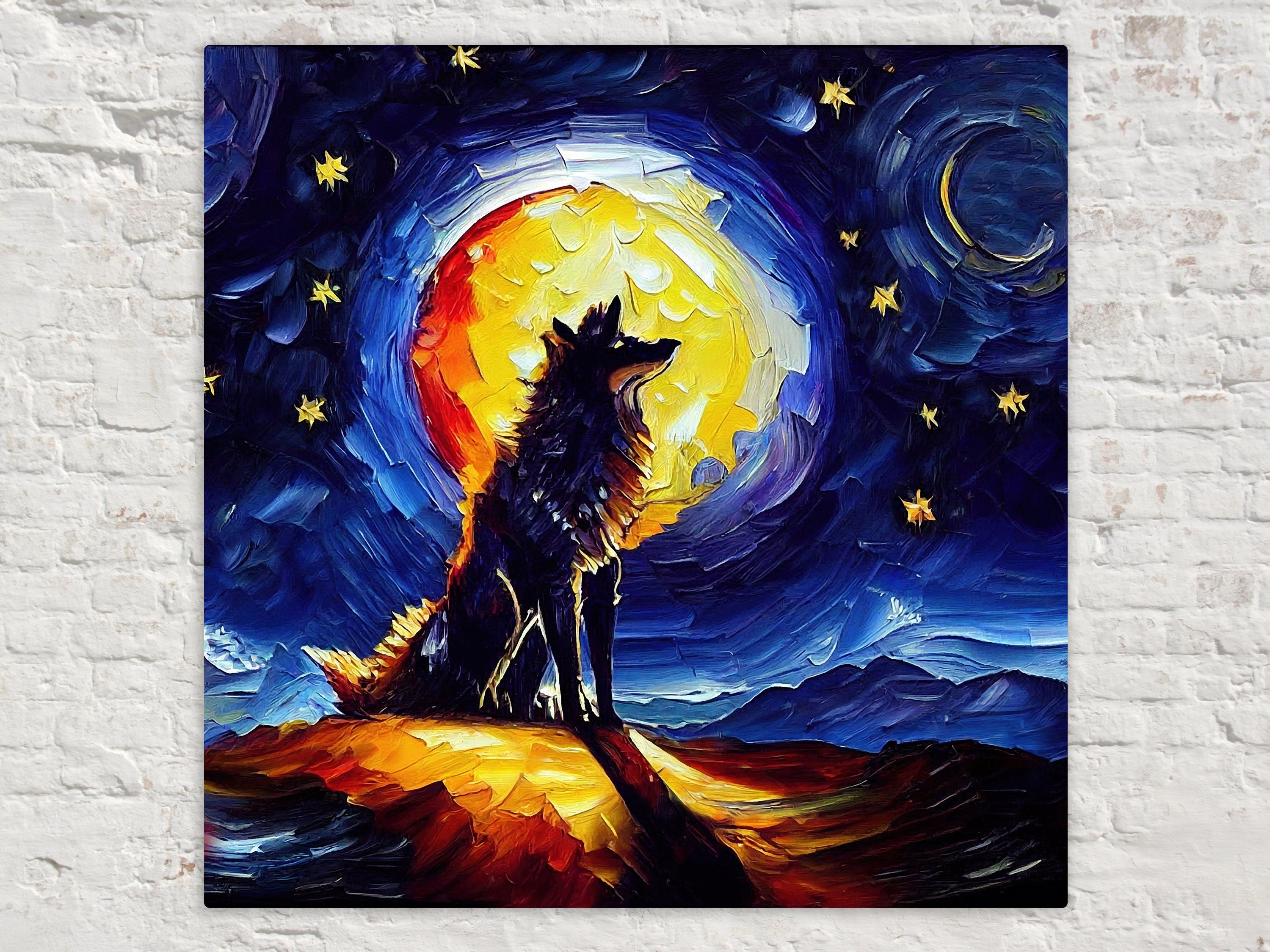 Wolf Canvas Print – Modern Impressionism Art | Vibrant Oil Painting, Gallery Ready Canvas