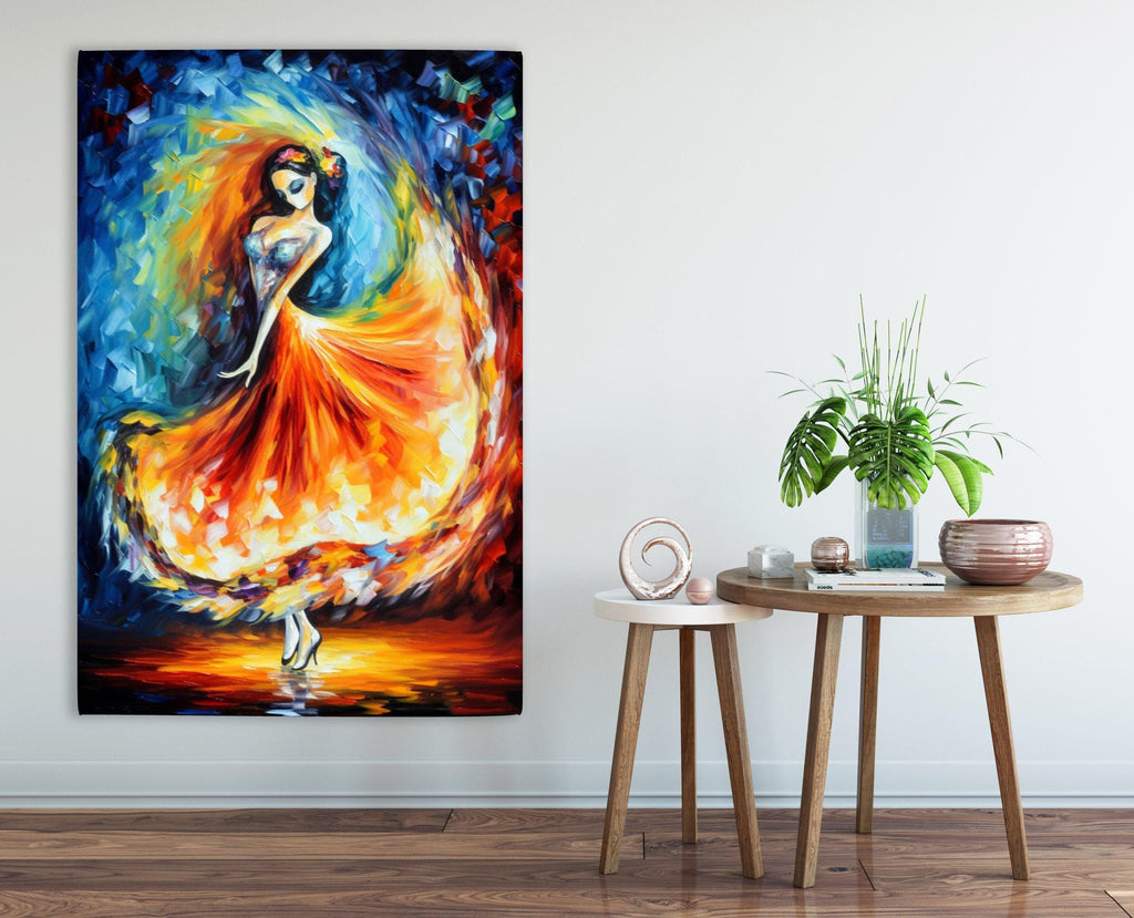Day of the Dead Canvas – Vibrant Mexican Wall Art with Flamenco Dancer Print